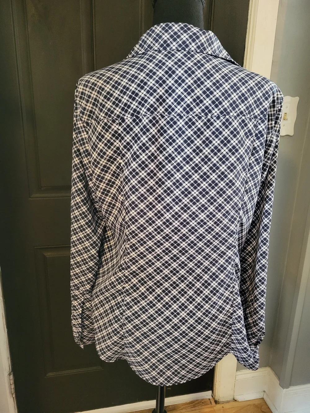 Michael Kors Blue Plaid Zip-Front Jean Jacket